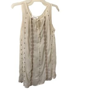 Motherhood Maternity Cream Embroidered Sleeveless Tunic